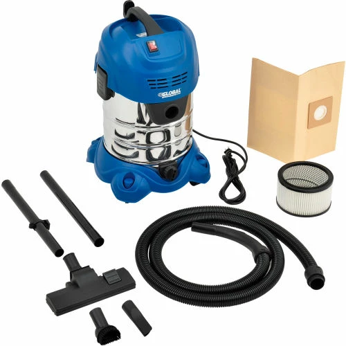 Global Industrial Stainless Steel Wet/Dry Vacuum, 6.6 Gallon Cap.